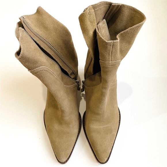 Zara suede ankle booties in taupe EUC - Picture 2 of 7